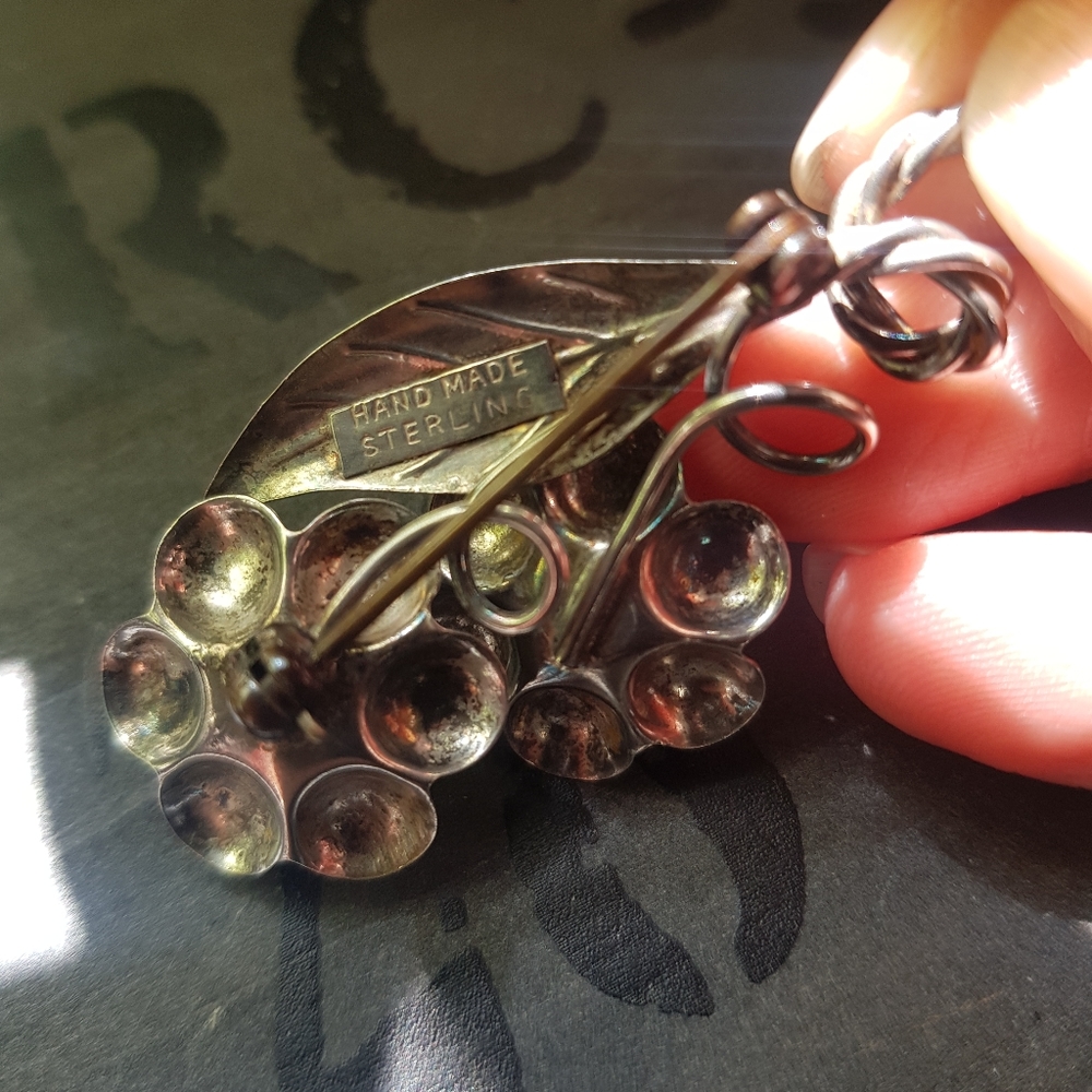 Vintage Sterling Silver Rose Brooch - Picture 4 of 7